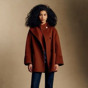 NWOT Sezane Rafael Wool Coat in Rust, Size 4